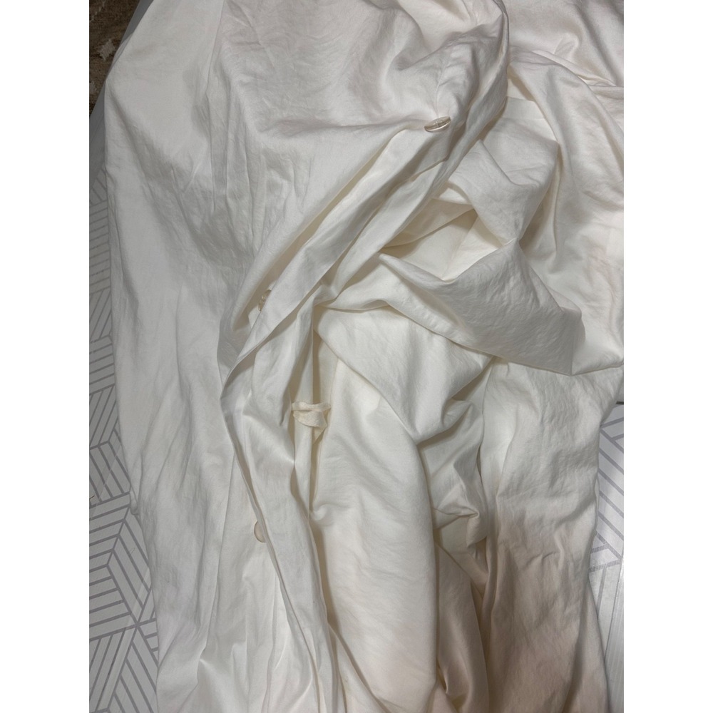 Pottery Barn Essential King Cal King Duvet Cover White Cotton w/ 2 Pleats 1 Flat - Picture 14 of 15